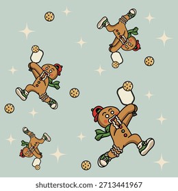 Christmas Cookie Pickleball Seamless Pattern