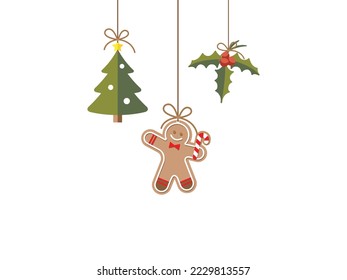 Christmas cookie, poinsettia, christmas tree vector icons for Christmas designs.