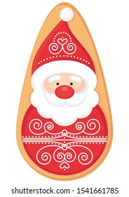 CHRISTMAS COOKIE SANTA CLAUS DECORATED WITH ORNAMENT