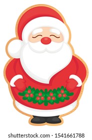 CHRISTMAS COOKIE SANTA CLAUS KEEPING IN HANDS A CHRISTMAS GARLAND
