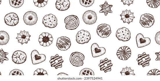 Christmas cookie set hand drawn illustration.	
