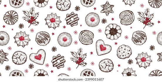 Christmas cookie set hand drawn illustration.