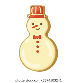 Christmas cookie. Snowman. Cute cartoon style.