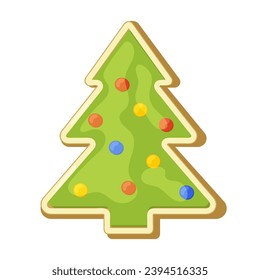 Christmas cookie. Christmas tree. Cute cartoon style.