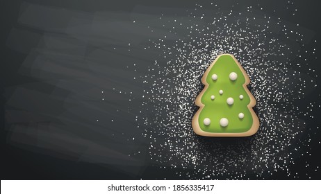 christmas cookie in tree shape dark back