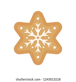 Christmas cookie - vector. Gingerbread cookie. Star. Snowflake cookie isolated on white background.