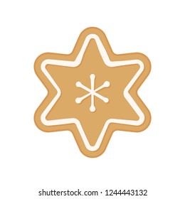 Christmas cookie - vector. Gingerbread cookie. Star. Snowflake cookie isolated on white background.
