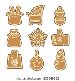 Christmas cookie vector icons set made in clean flat style for web design and user interface, also useful for infographics and applications