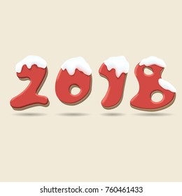 Christmas cookies 2018. Vector. Easy to change color.