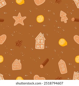 Christmas Cookies Background With Winter Elements Vector Illustration