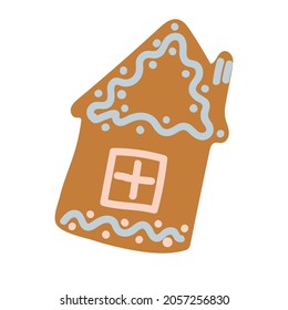 Christmas cookies in cartoon style in pastel colors. Festive treat. Winter vector illustration isolated on white background.