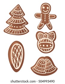 Christmas cookies collection with gingerbread and cookie