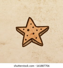 Christmas cookies. Cute Christmas Hand Drawn Vector illustration, Vintage Paper Texture Background