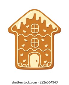 Christmas cookies flat icon Ginger house with glaze decor
