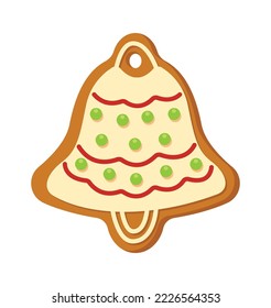 Christmas cookies flat icon Ginger bell with glaze decor