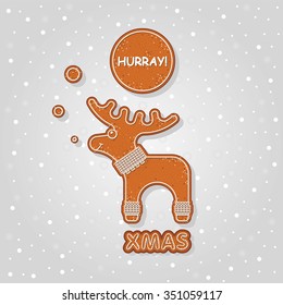 Christmas cookies in the form of an elk. Made in vector.