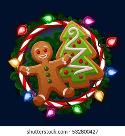 Weihnachtskekse im Rahmen. Vektorgrafik