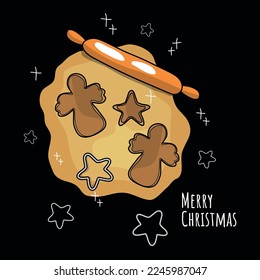 Christmas cookies. Gingerbread. Baking ingredients. Honey, cinnamon, seasonings, eggs, cookie molds, butter, flour. New Year and Christmas.