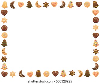 Christmas cookies and gingerbread cookies - horizontal frame.