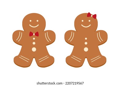 Christmas cookies .Gingerbread man. Vector graphics in flat style