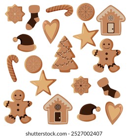 Christmas cookies and gingerbread in vector. A sweet holiday set.