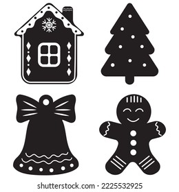 Christmas cookies icons. Cookies and xmas biscuits desserts bakery products vector set