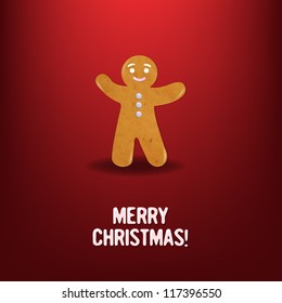 Christmas Cookies, Isolated On Red Background, Vector Illustration