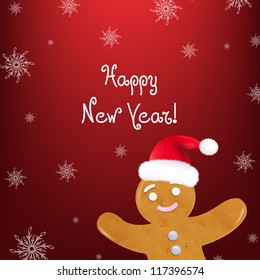 Christmas Cookies, Isolated On Red Background, Vector Illustration