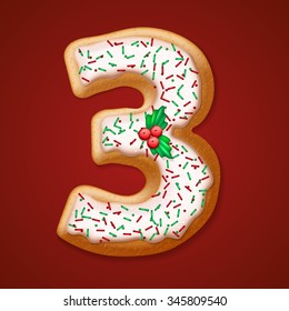Christmas  cookies  numbers and character. Vector illustration EPS10