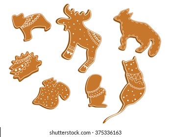 Christmas cookies on the white background