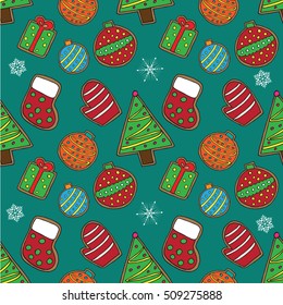 christmas cookies pattern on color background
