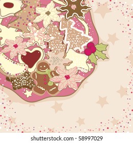 christmas cookies in pink tone