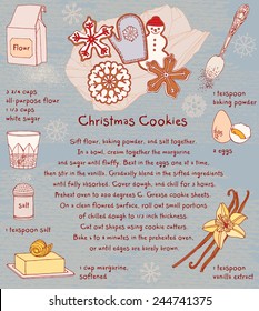 Christmas Cookies. Recipe Card.