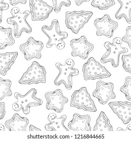 Christmas cookies seamless pattern, vector