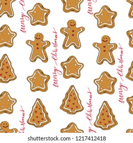 Christmas cookies seamless pattern, vector