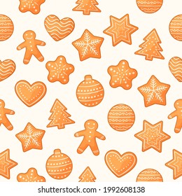Christmas cookies seamless pattern. Vector New Year illustration. Print, wallpaper cookies
