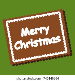 Christmas cookies in the shape of a rectangle on a green background, vector illustration