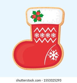 CHRISTMAS COOKIES STOCKING COATED WITH COLORED GLAZING