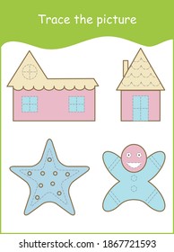 Christmas cookies tracing worksheet, cute christmas cookies vector , tracing activity for kindergarten kids