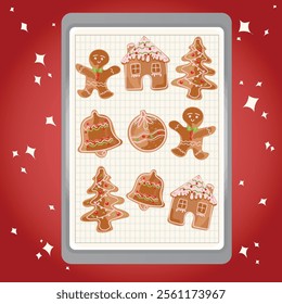 Christmas cookies tray cute and colorful cookie illustration