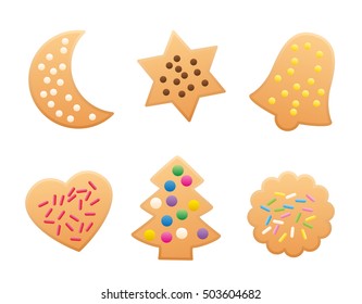 Christmas cookies variation - Isolated vector illustration on white background.