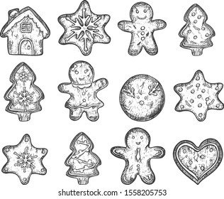 Christmas cookies. Vector graphics. sketch