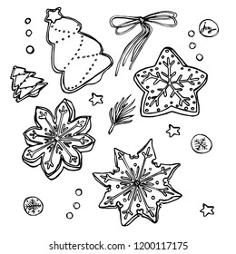 Christmas cookies vector objects set. Great for christmas design of greeting cards, invitations, banners, etc.