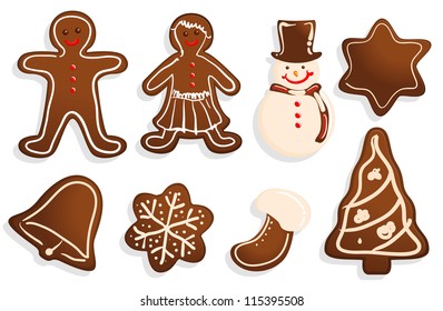 Christmas cookies vector set.