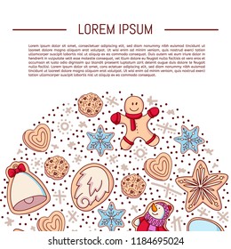 Christmas cookies vector. Christmas set of cute gingerbread cookies. vector illustration
