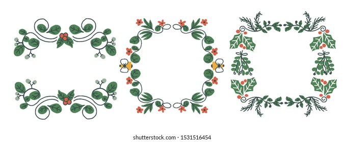 Christmas cool botanical element frame design