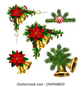 Christmas corner decorations set for your designs vector