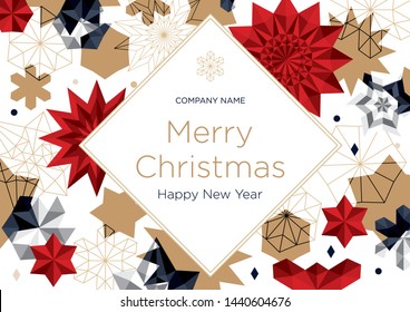 Christmas corporate greeting card.  Trendy design template of leaflet cover, flayer, card, beauty salon, spa, restaurant, club. Vector illustration.