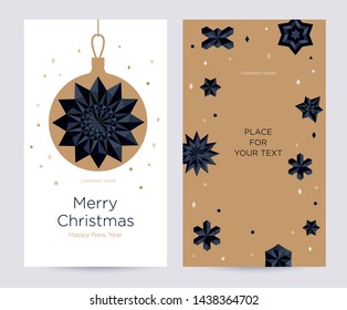 Christmas corporate greeting card.  Vector illustration. Trendy design template of leaflet cover, flayer, card, beauty salon, spa, restaurant, club.