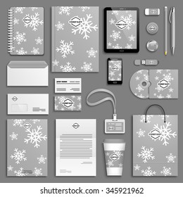 Christmas Corporate Identity Template Set. Business Stationery Mock-up With Logo. Branding Design. 